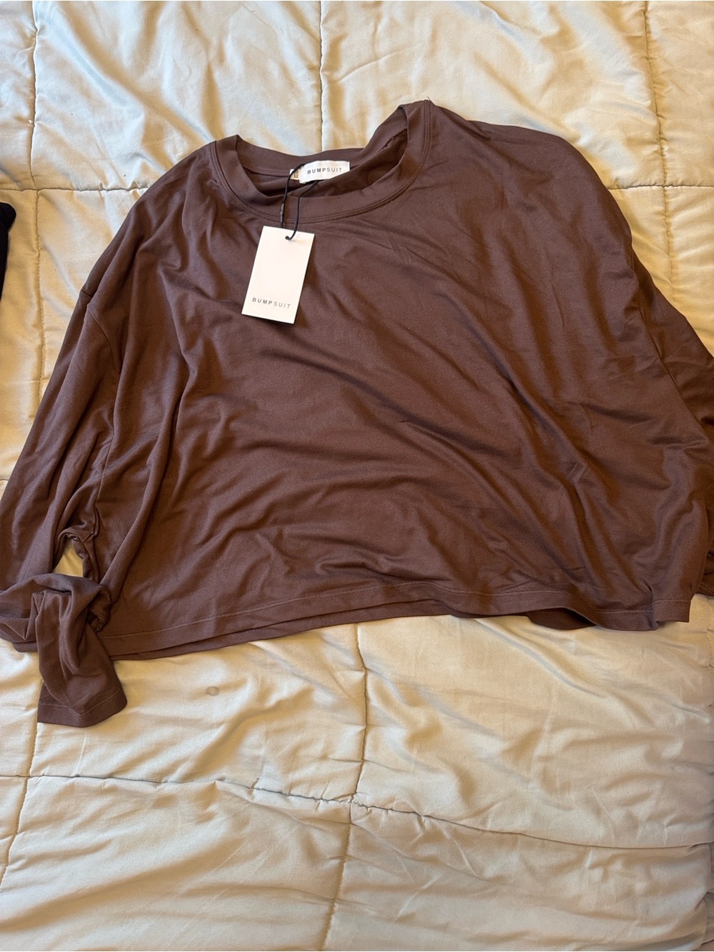 Rumpfuit Women's Brown Long-Sleeve Relaxed Crop Top